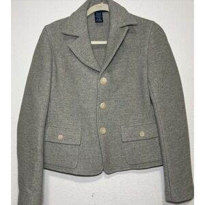 Vintage Ralph Lauren Women's Gray Wool Jacket Equestrian Classic Style Size M